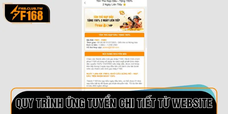 Quy trình ứng tuyển chi tiết từ website
