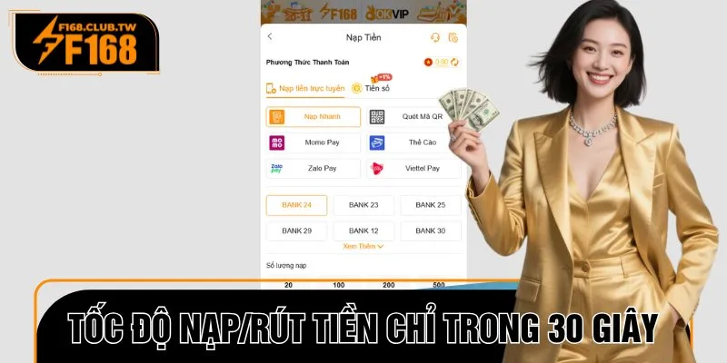 Tốc độ nạp rút tiền luôn được nhà cái đảm bảo